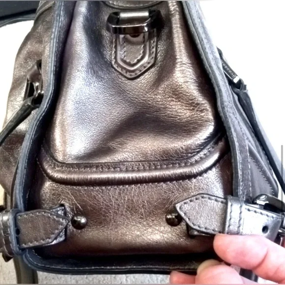 🆑 Burberry Prorsum Metallic Silver Satchel And/e Shoulder Bag Like New EUC